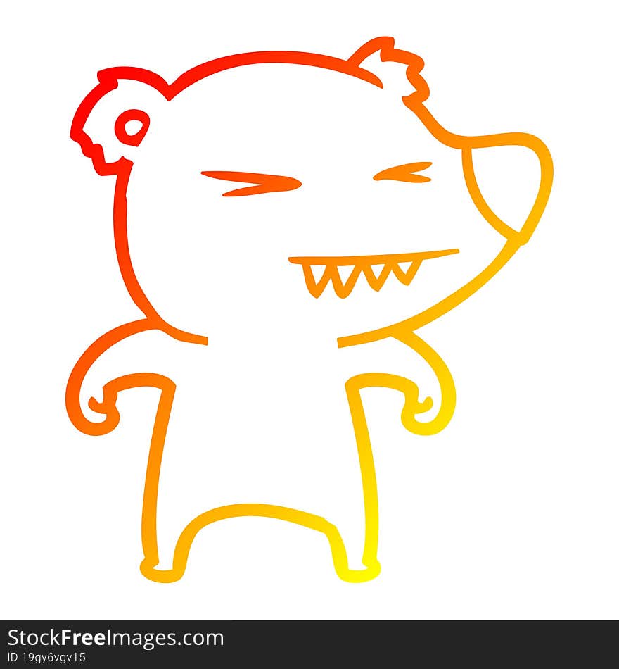 warm gradient line drawing angry bear cartoon