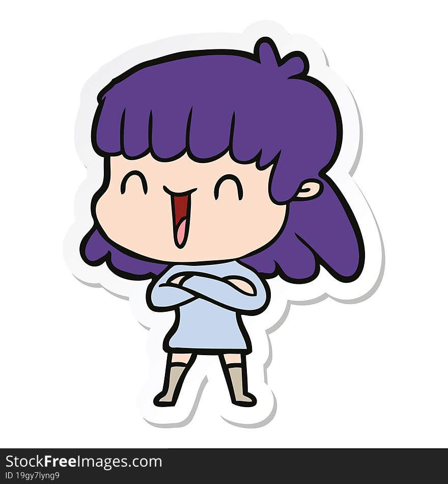 sticker of a cartoon woman laughing