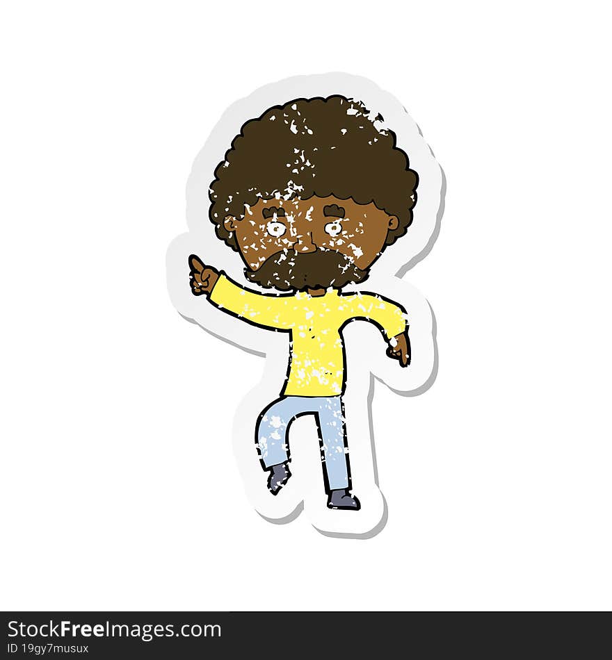 Retro Distressed Sticker Of A Cartoon Seventies Style Man Disco Dancing