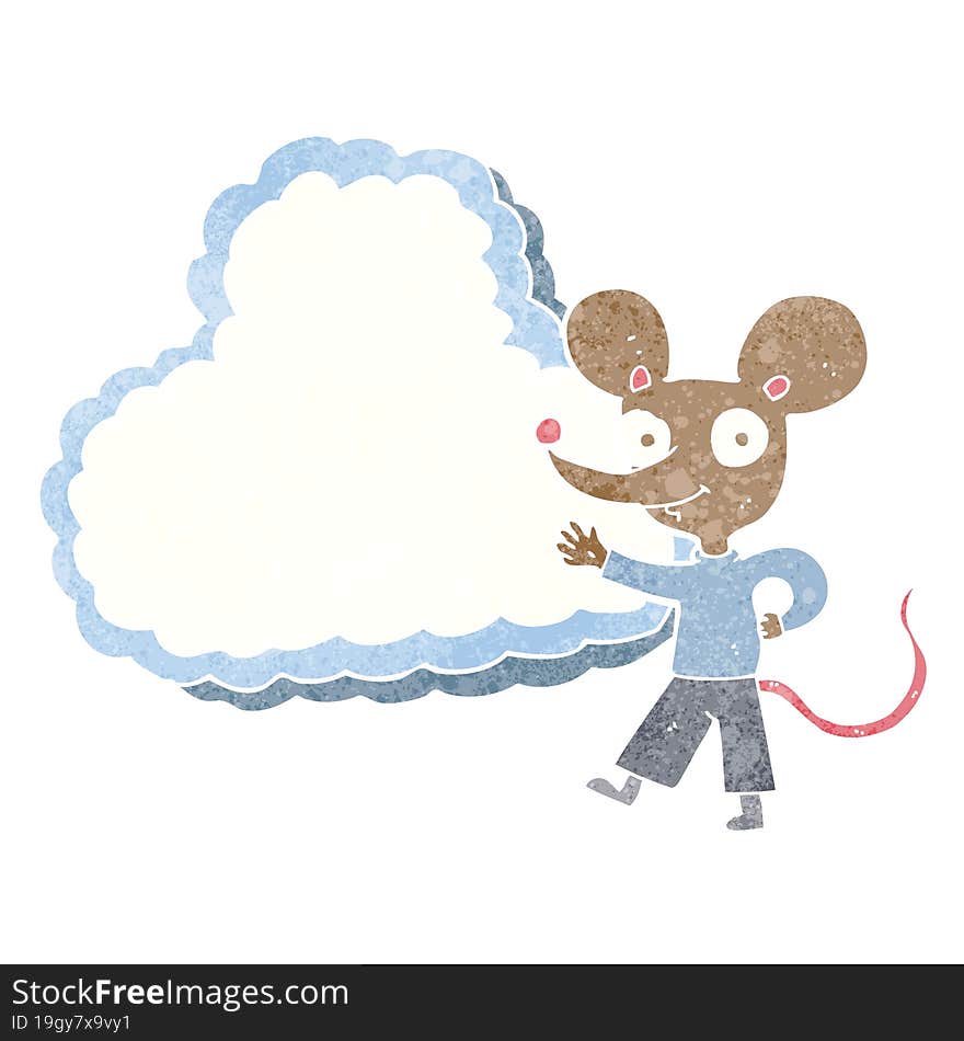 cartoon mouse with cloud text space