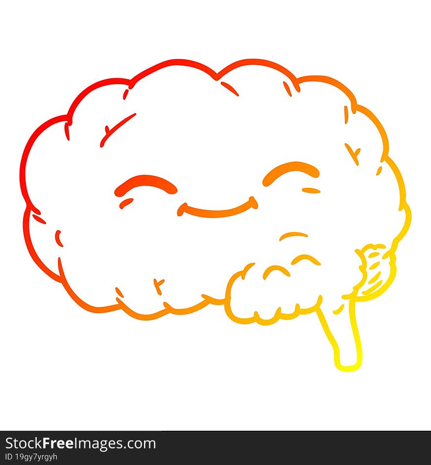 warm gradient line drawing cartoon brain