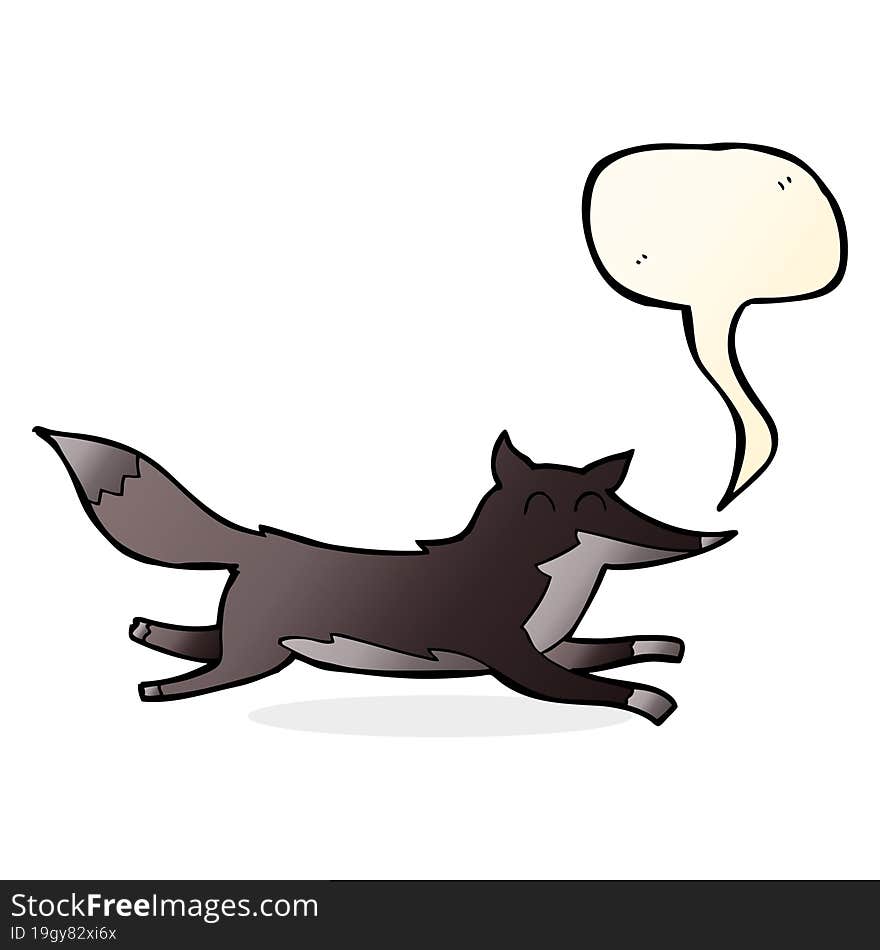 cartoon running wolf with speech bubble