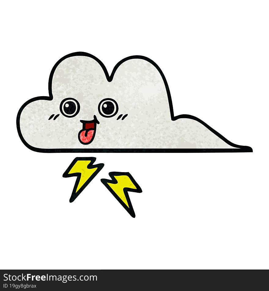 retro grunge texture cartoon storm cloud