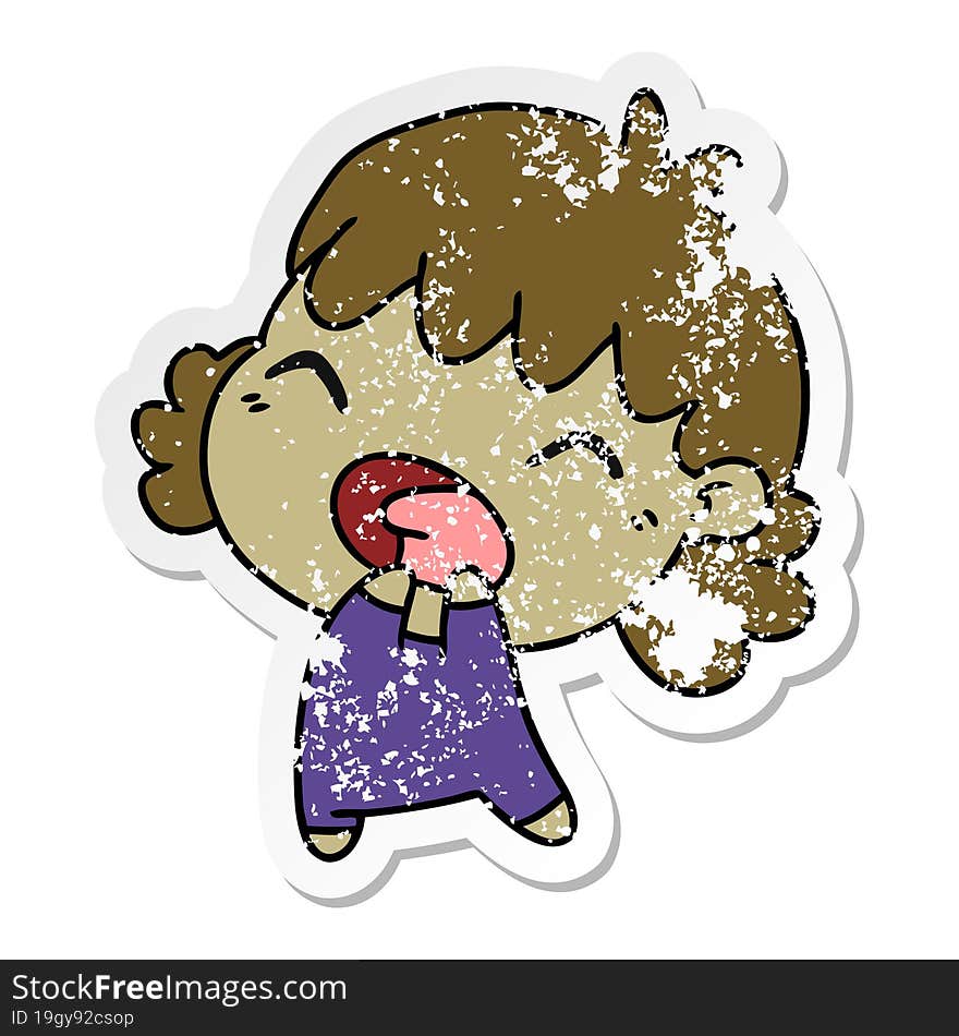 distressed sticker cartoon of cute kawaii baby girl