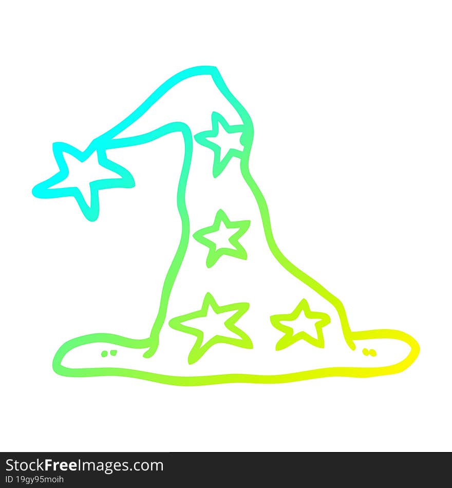 cold gradient line drawing cartoon wizard hat