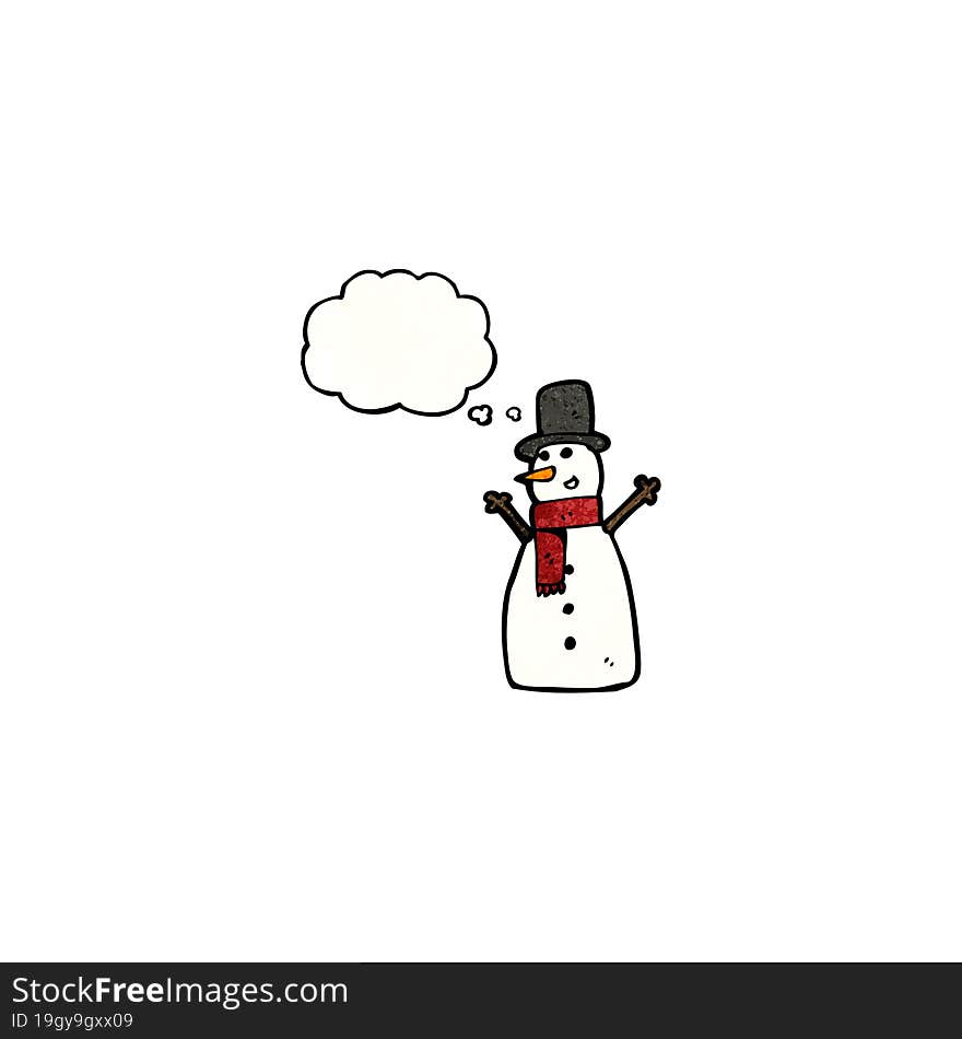 snowman with thought bubble cartoon