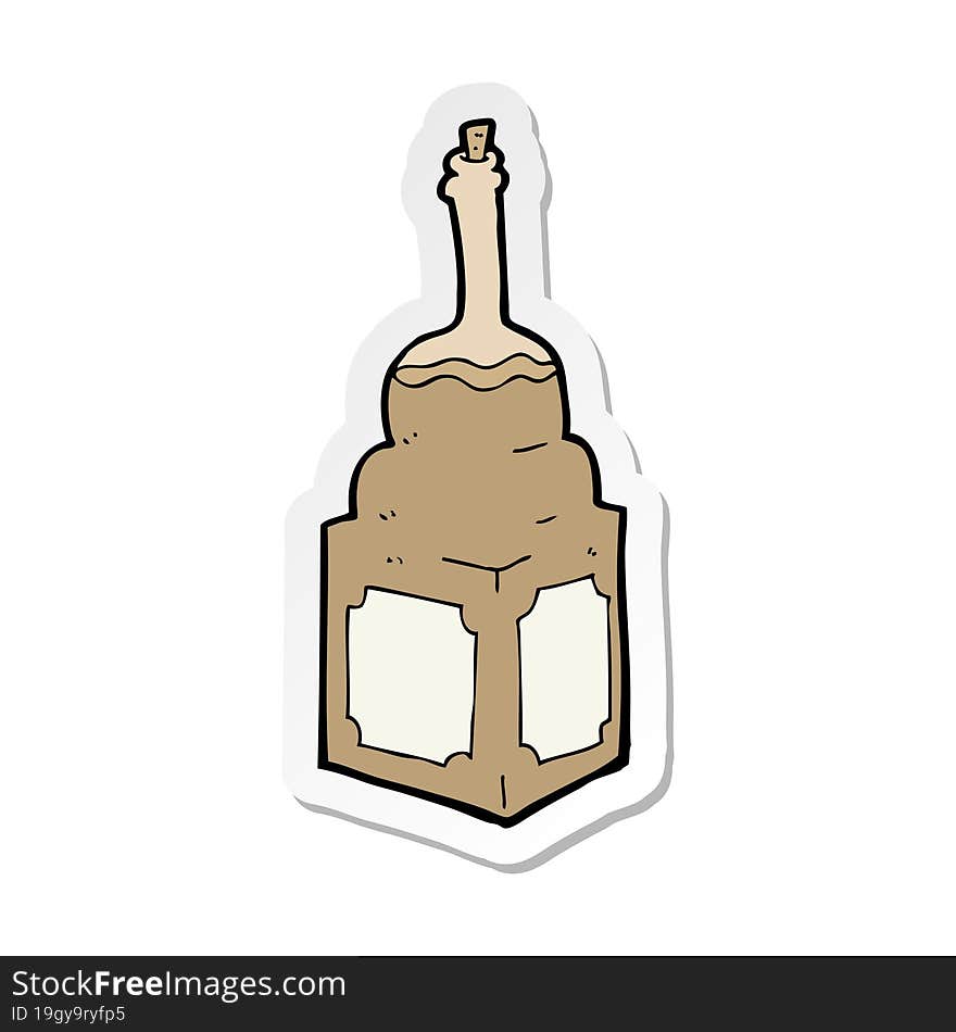 sticker of a cartoon old whisky bottle