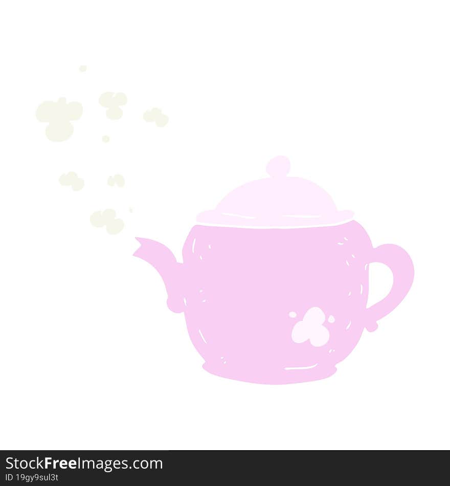 flat color illustration of a cartoon teapot