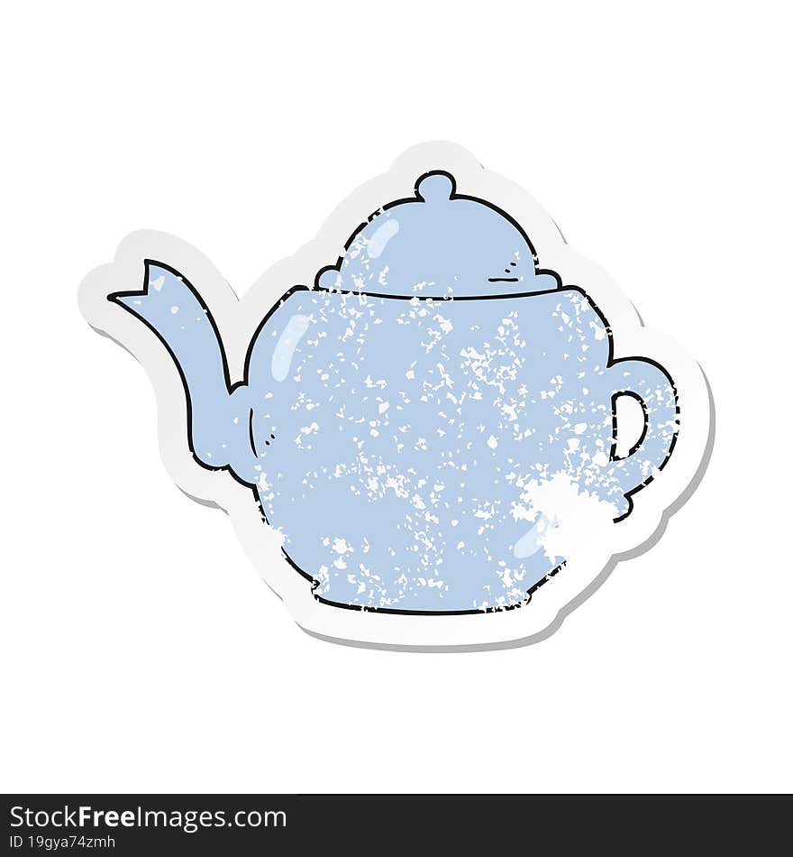 retro distressed sticker of a cartoon teapot