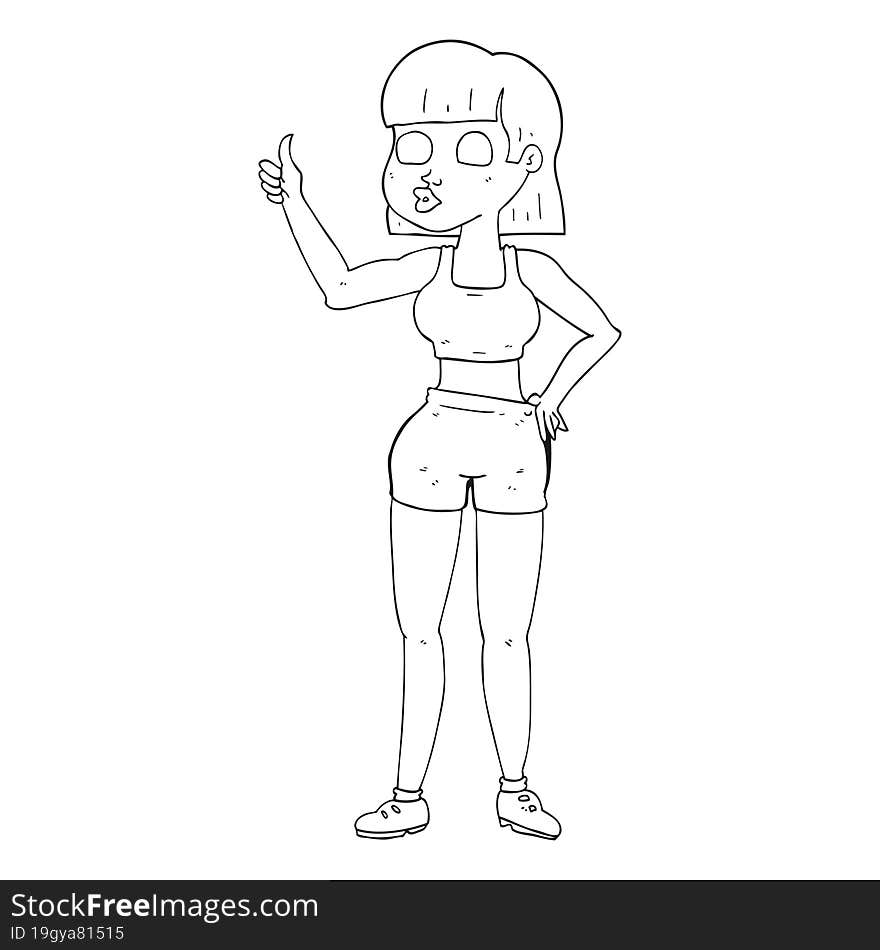 black and white cartoon gym woman