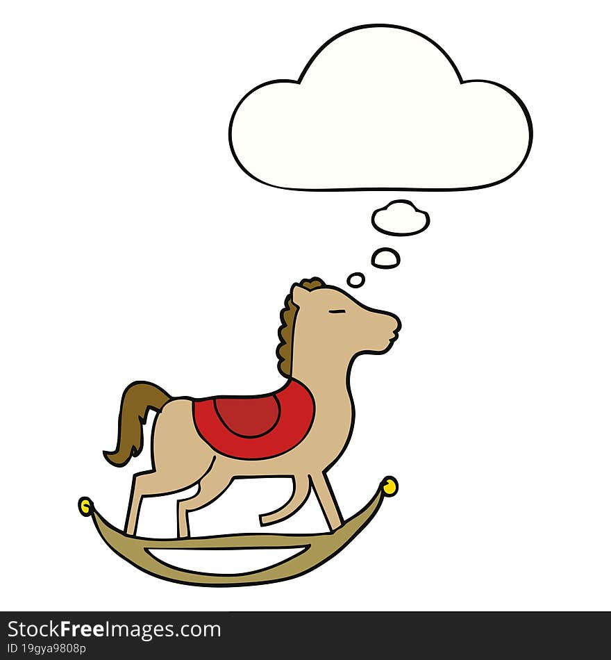 Cartoon Rocking Horse And Thought Bubble