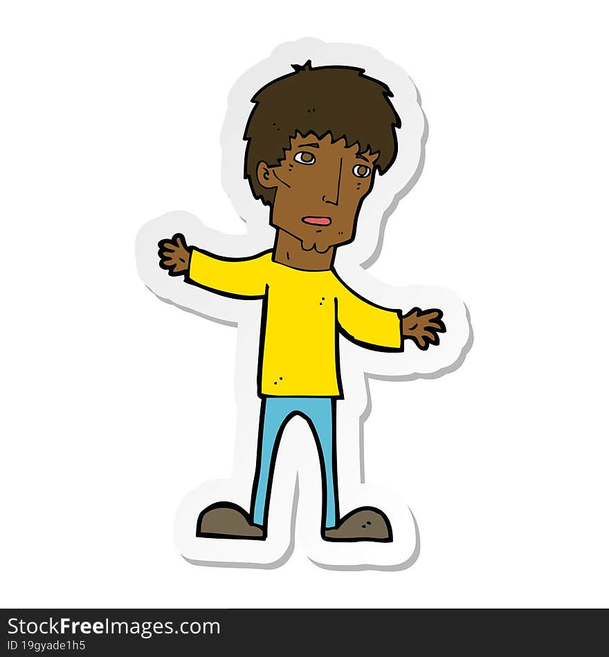 sticker of a cartoon worried man