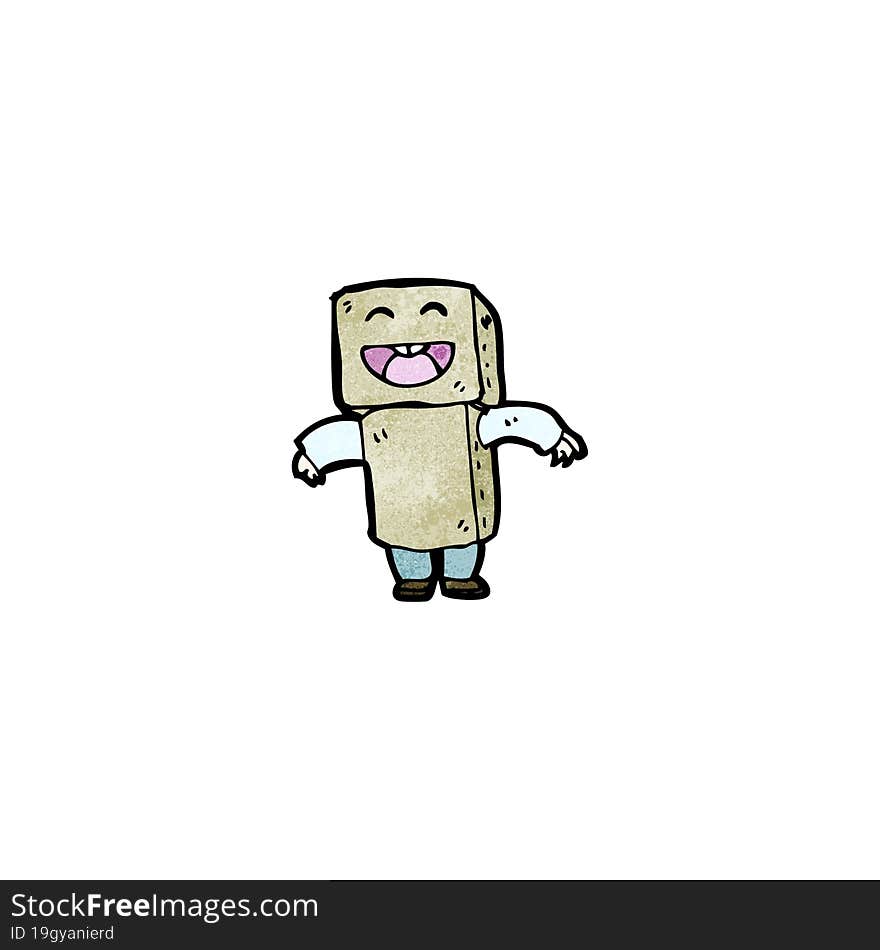 Cartoon Boy In Cardboard Robot Outfit