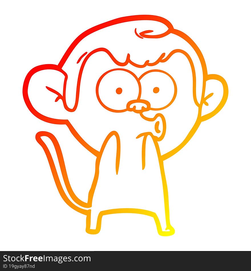 warm gradient line drawing cartoon surprised monkey