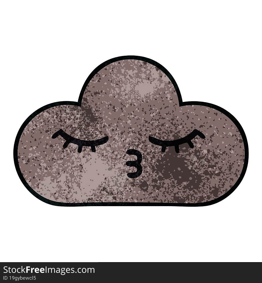 Retro Grunge Texture Cartoon Storm Cloud