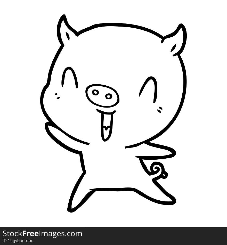 happy cartoon pig. happy cartoon pig