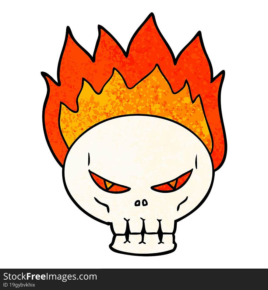 cartoon flaming skull. cartoon flaming skull