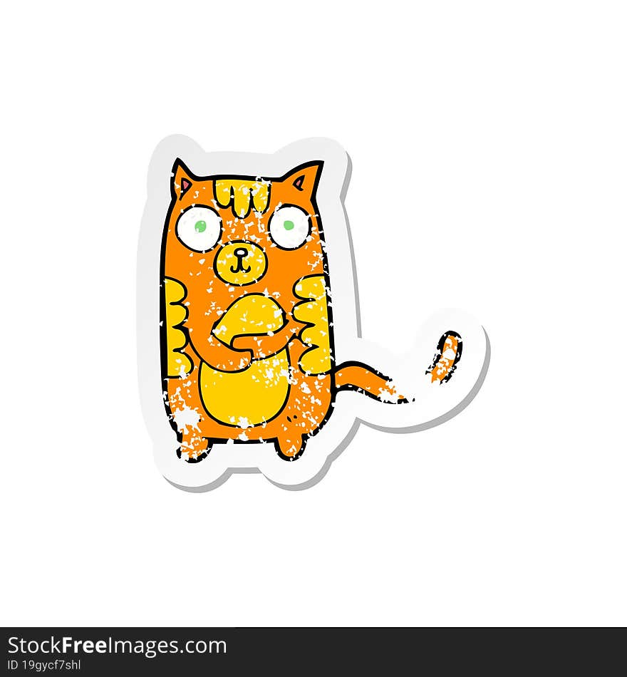 retro distressed sticker of a cartoon cat