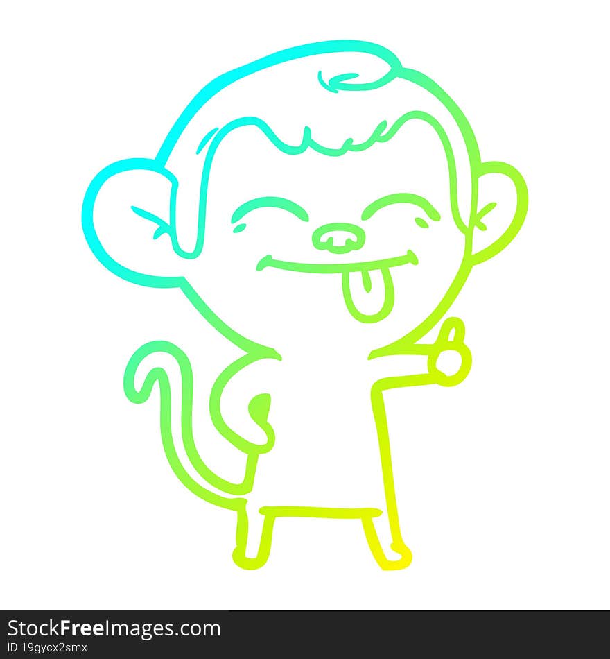 cold gradient line drawing funny cartoon monkey