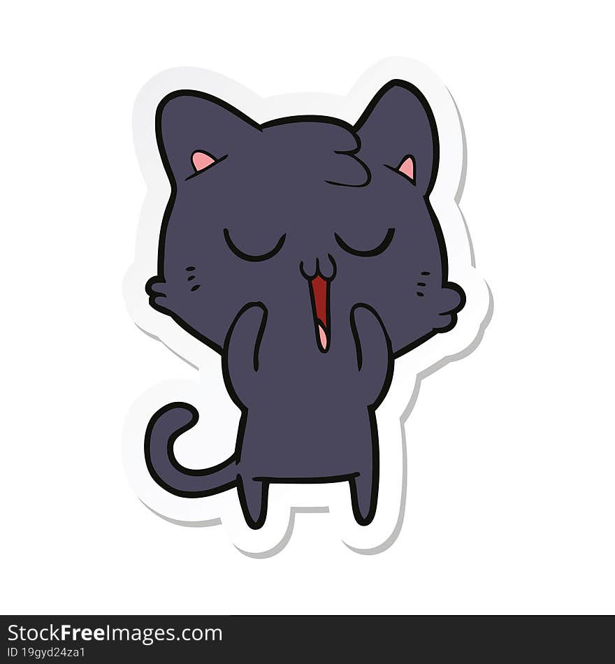 Sticker Of A Cute Cartoon Cat