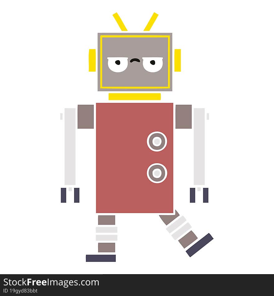 flat color retro cartoon of a robot