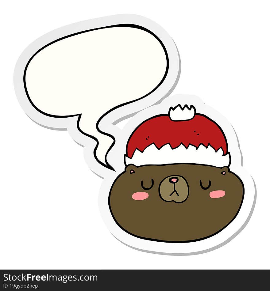 cartoon christmas bear and speech bubble sticker