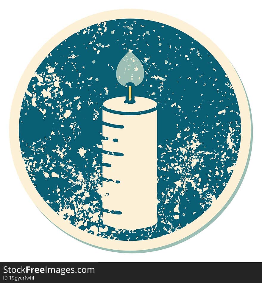 distressed sticker tattoo style icon of a candle