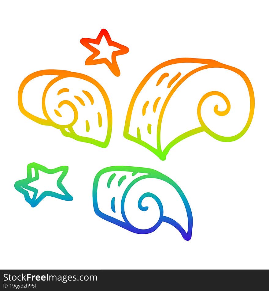 rainbow gradient line drawing cartoon decorative spiral element