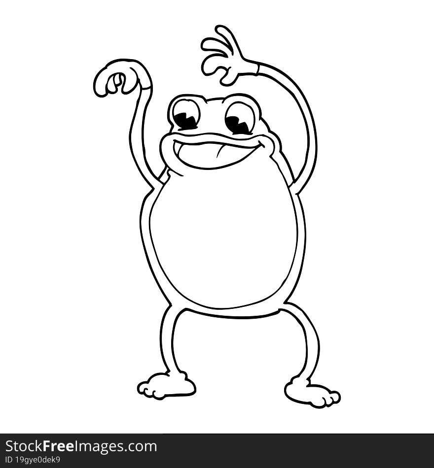 line drawing cartoon frog