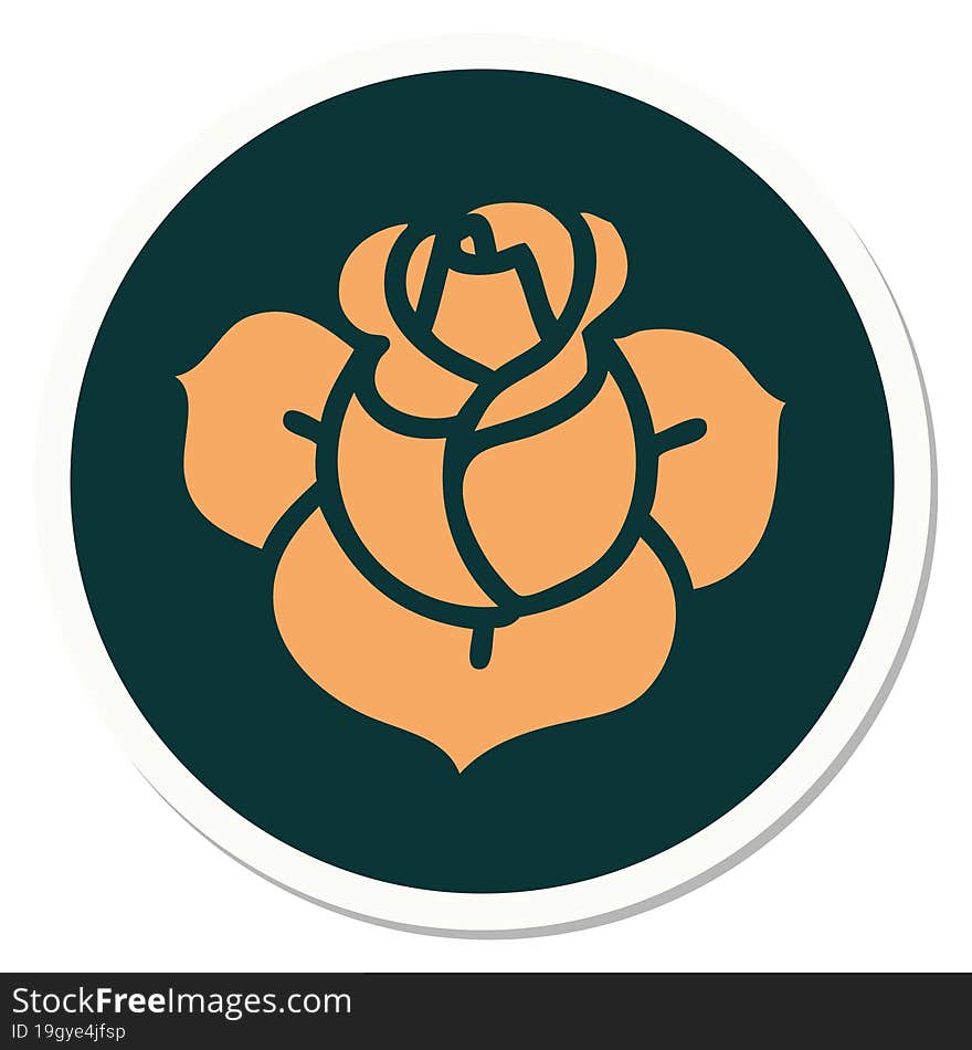 sticker of tattoo in traditional style of a flower. sticker of tattoo in traditional style of a flower