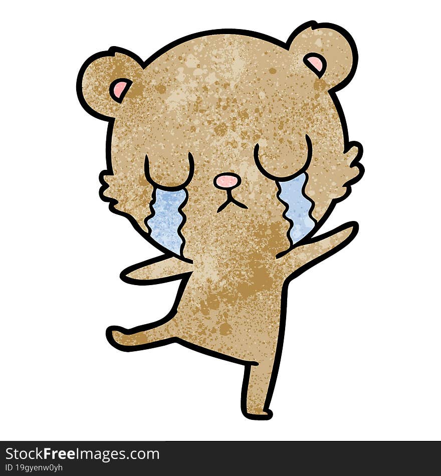 crying cartoon bear doing a sad dance. crying cartoon bear doing a sad dance