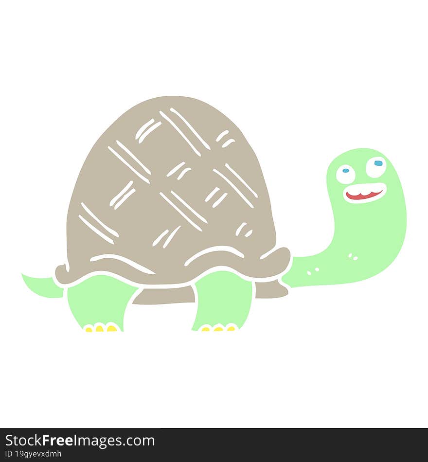 Flat Color Illustration Cartoon Happy Turtle