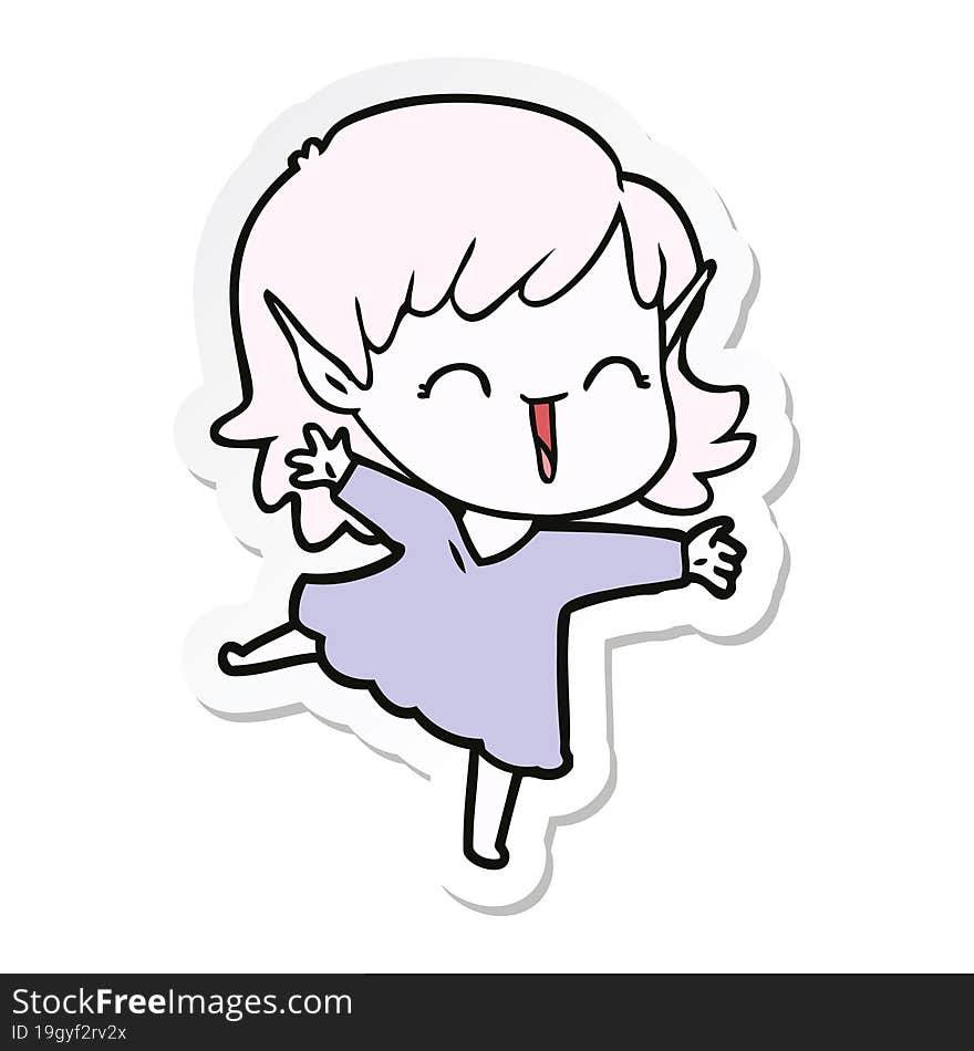 sticker of a cartoon elf girl