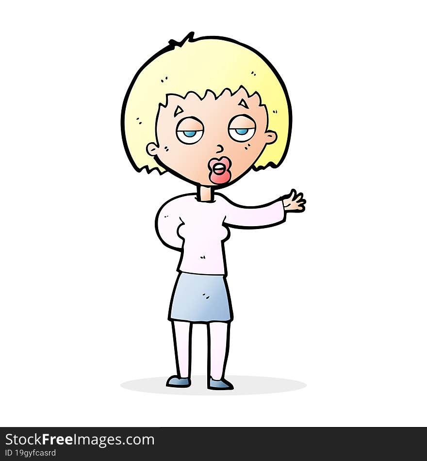 Cartoon Bored Woman