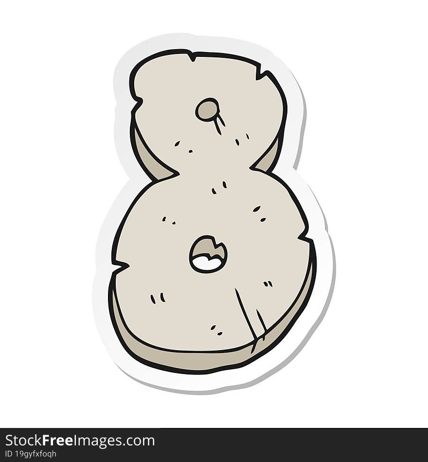 sticker of a cartoon stone number eight