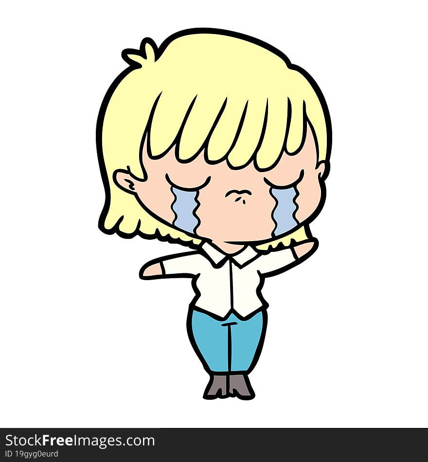 cartoon woman crying. cartoon woman crying