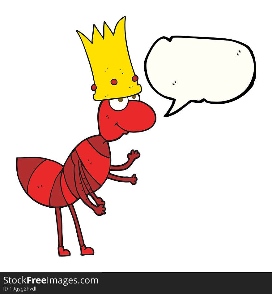 freehand drawn speech bubble cartoon ant queen