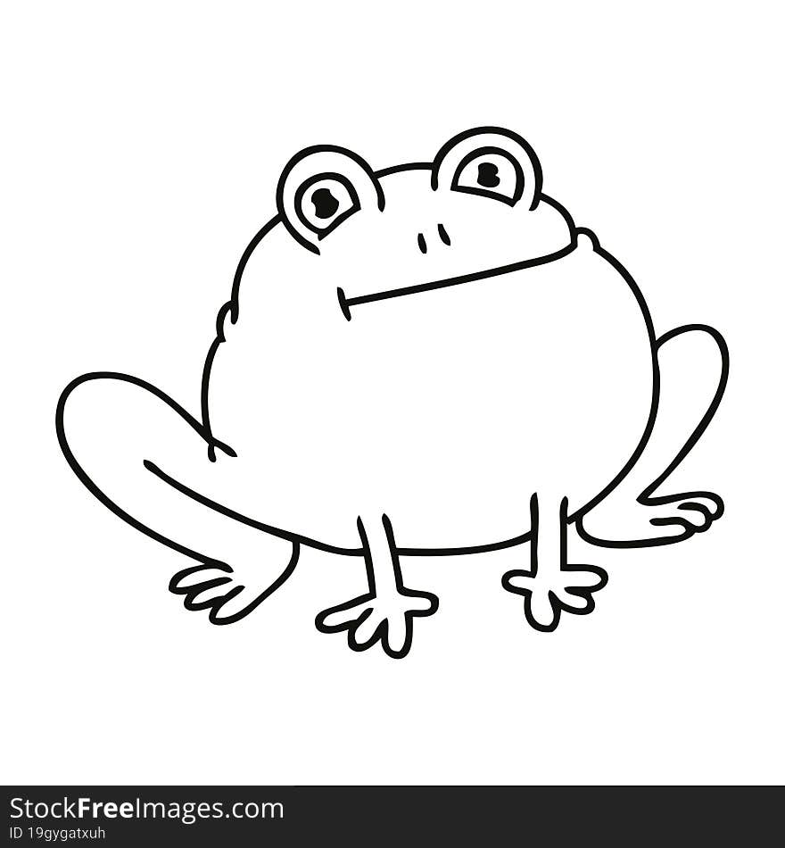 line drawing quirky cartoon frog. line drawing quirky cartoon frog