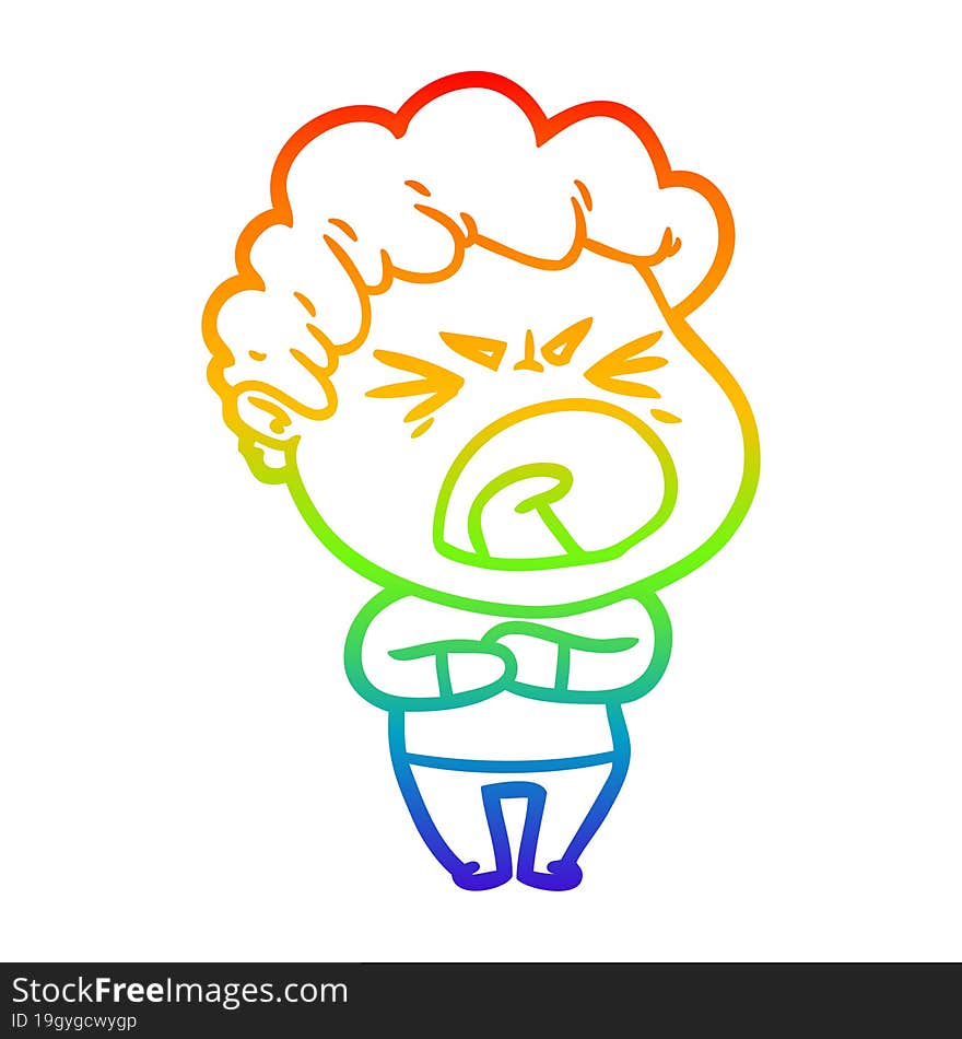 rainbow gradient line drawing cartoon furious man