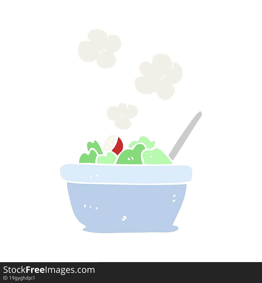 Flat Color Illustration Of A Cartoon Salad