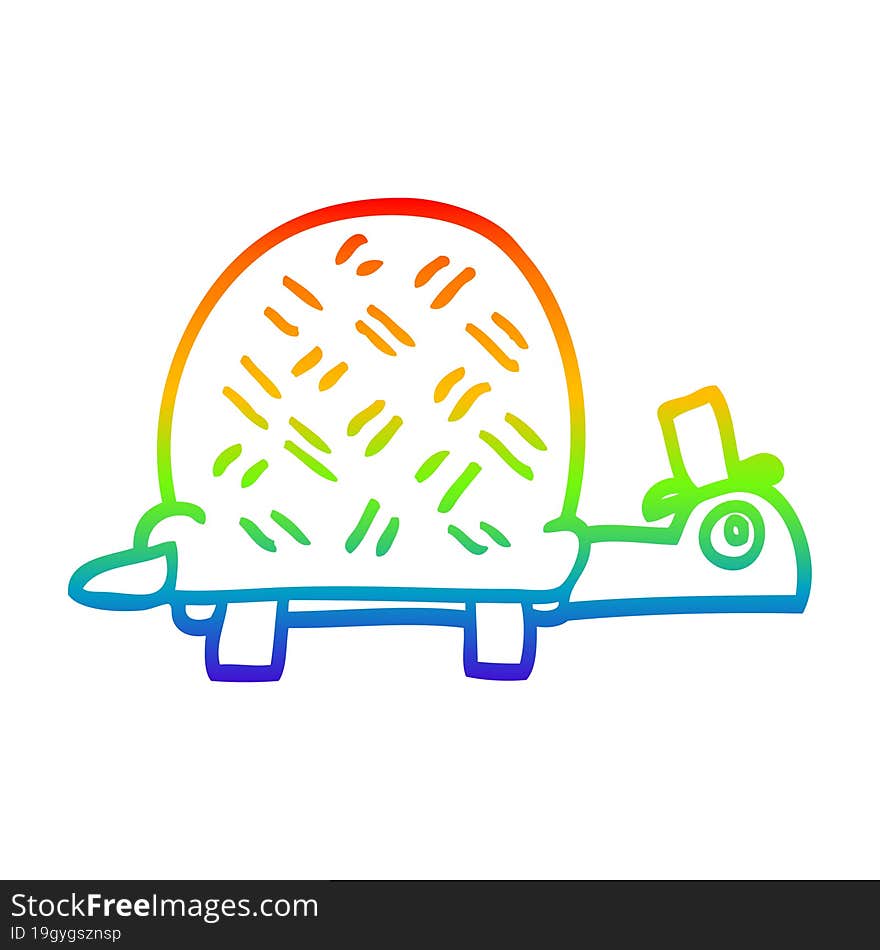 Rainbow Gradient Line Drawing Cartoon Funny Tortoise