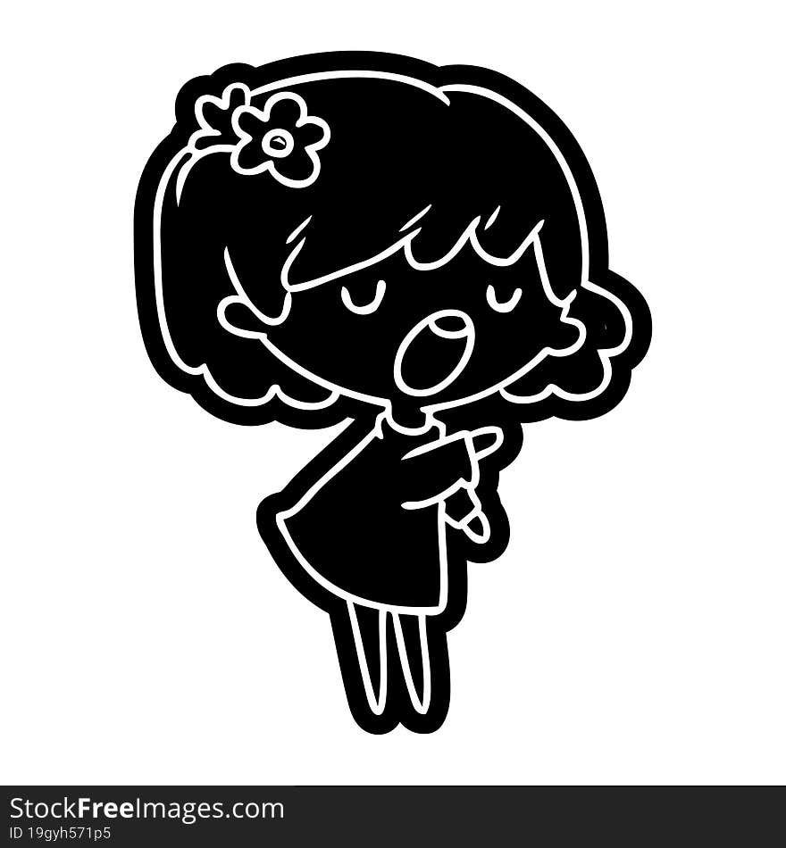 cartoon icon of a cute kawaii girl