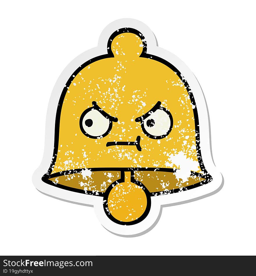 Distressed Sticker Of A Cute Cartoon Bell