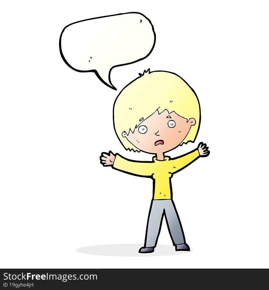 Cartoon Worried Woman With Speech Bubble