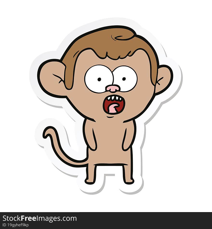 sticker of a cartoon shocked monkey