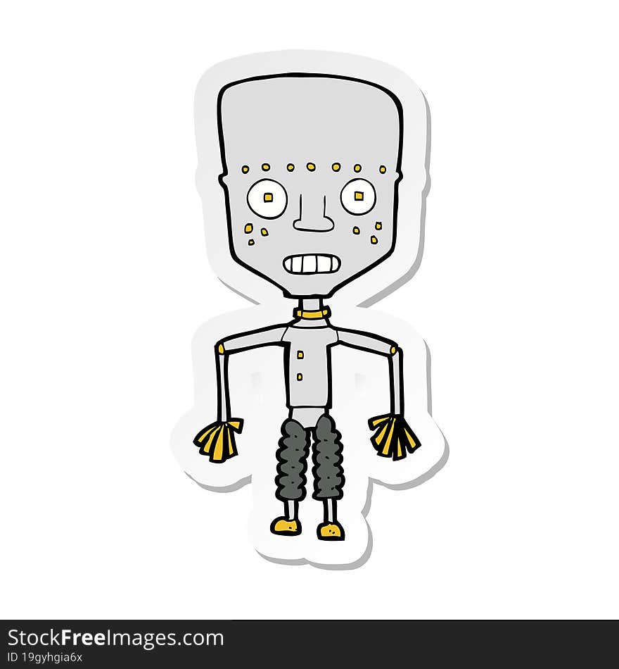 sticker of a funny cartoon robot