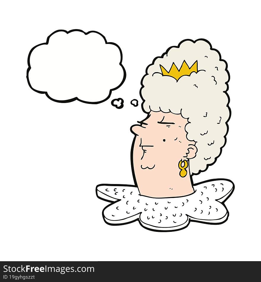 Cartoon Queen Head With Thought Bubble