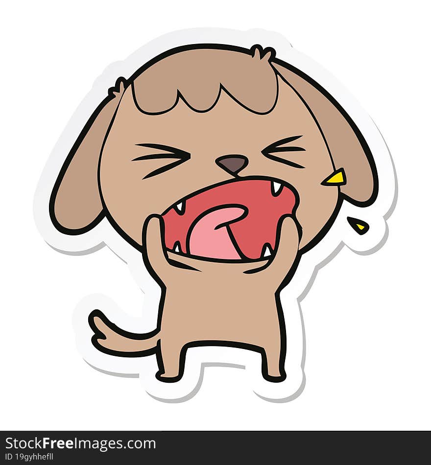 sticker of a cute cartoon dog barking