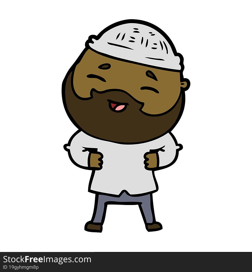 cartoon happy bearded man. cartoon happy bearded man