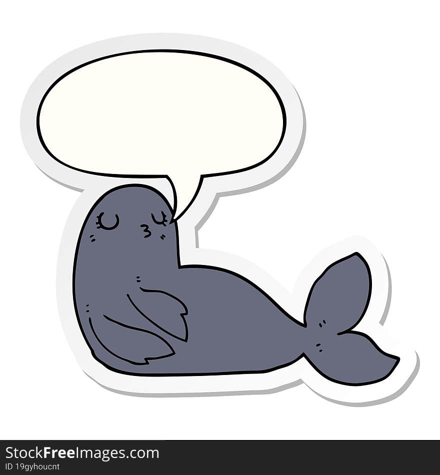 cartoon seal and speech bubble sticker